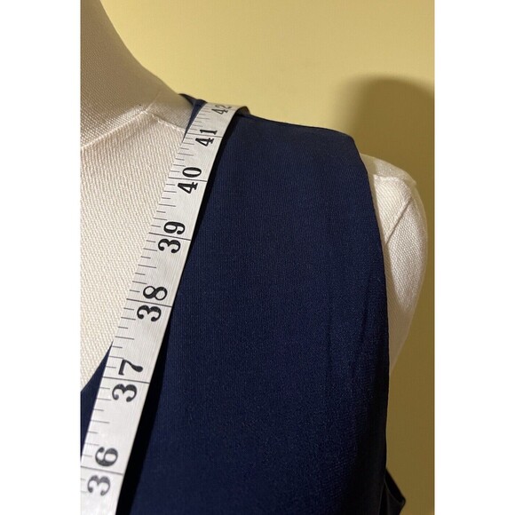 Vintage Vollbracht Dress Large Navy Slinky Sheath Sleeveless Workwear Date Night - Picture 8 of 15